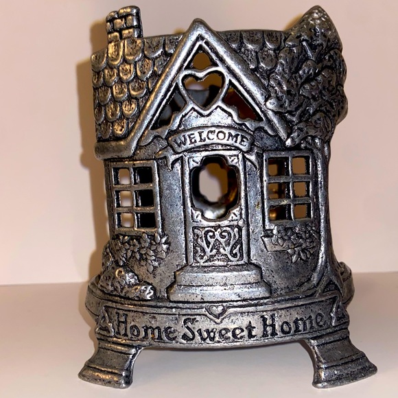Yankee Candle Home Sweet Home Pewter Metal Large Jar Candle Holder